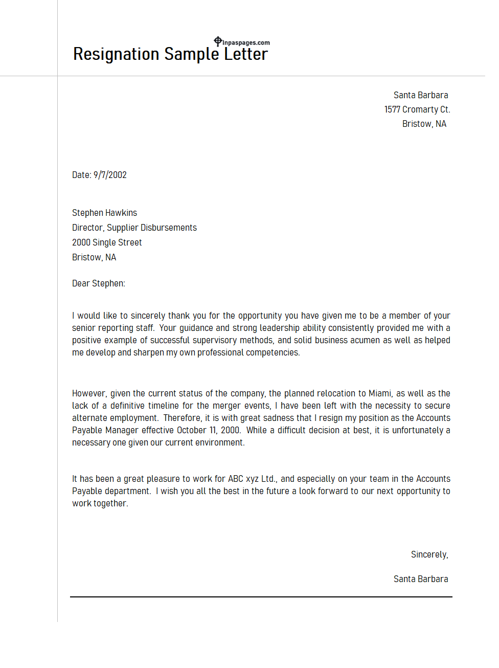 Resignation Letter template word, Resignation Letter format word, Resignation Letter sample word, Resignation Letter example word
