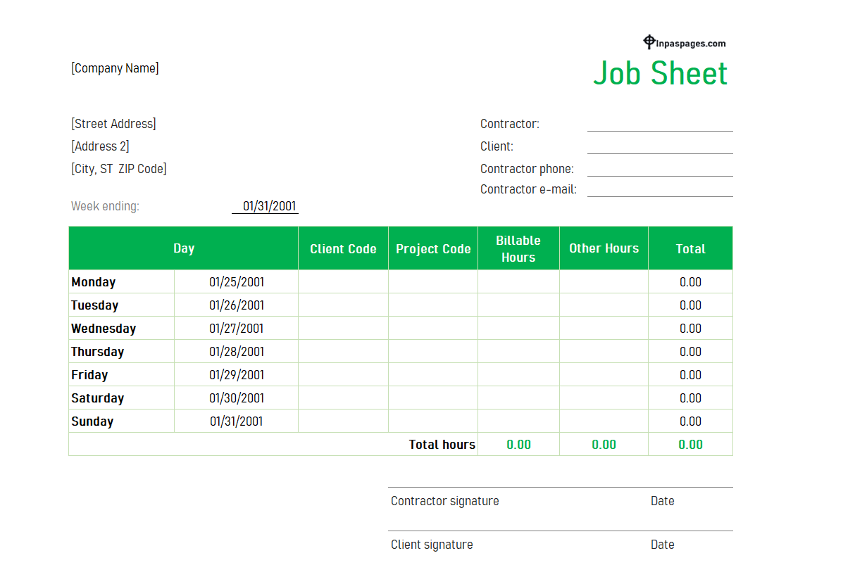 Free printable job sheet format, Free printable job sheet sample, Free printable job sheet example, Free printable job sheet pdf, Free printable job sheet template Excel