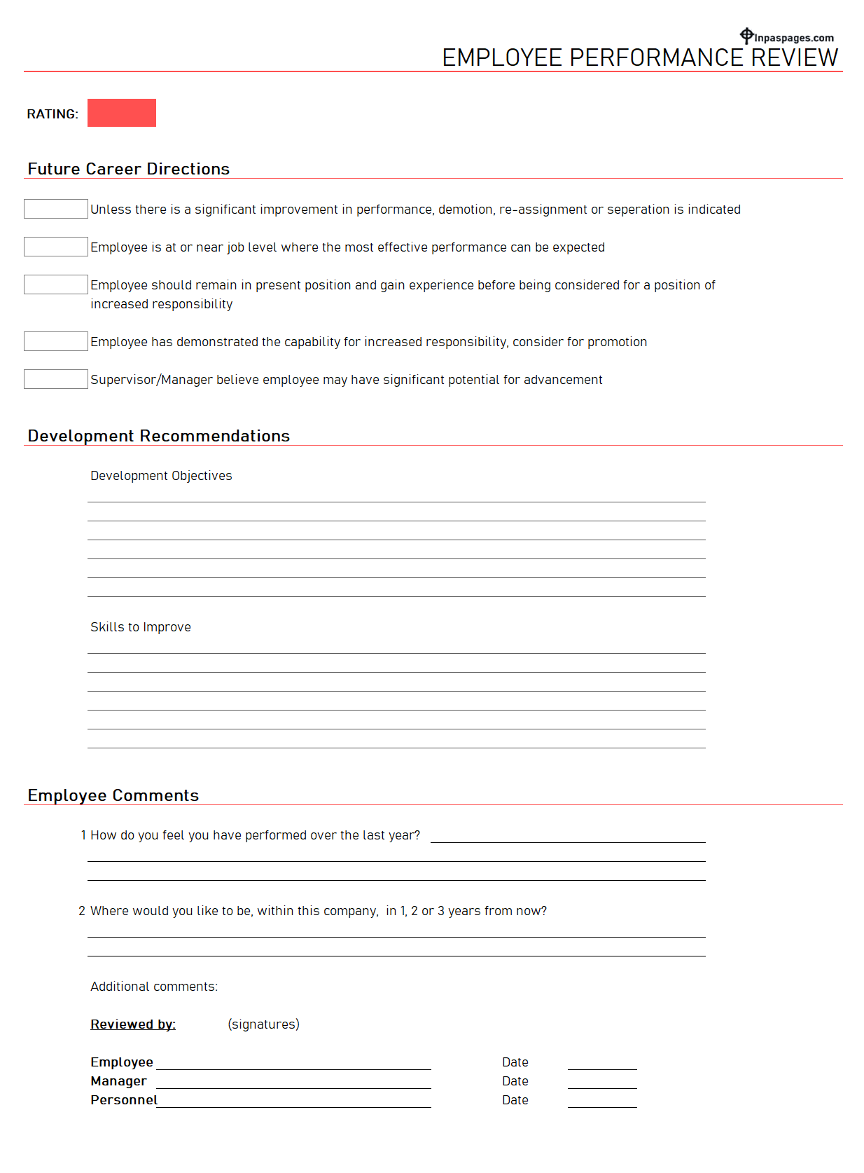 Free Performance review format, Free Performance review sample, Free Performance review example, Free Performance review pdf
