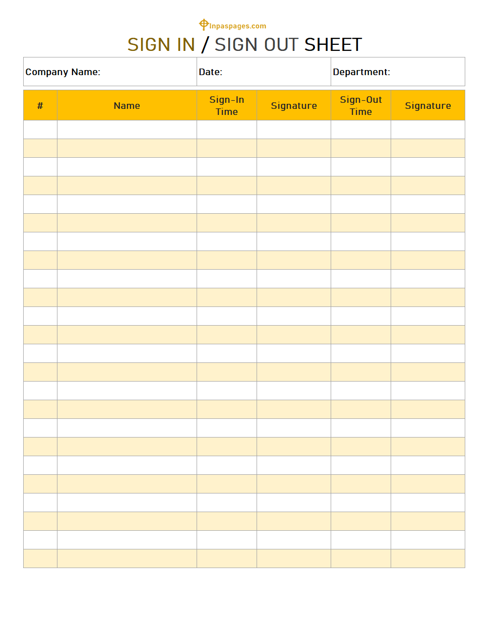 Sign-in / Sign-out Sheet format
