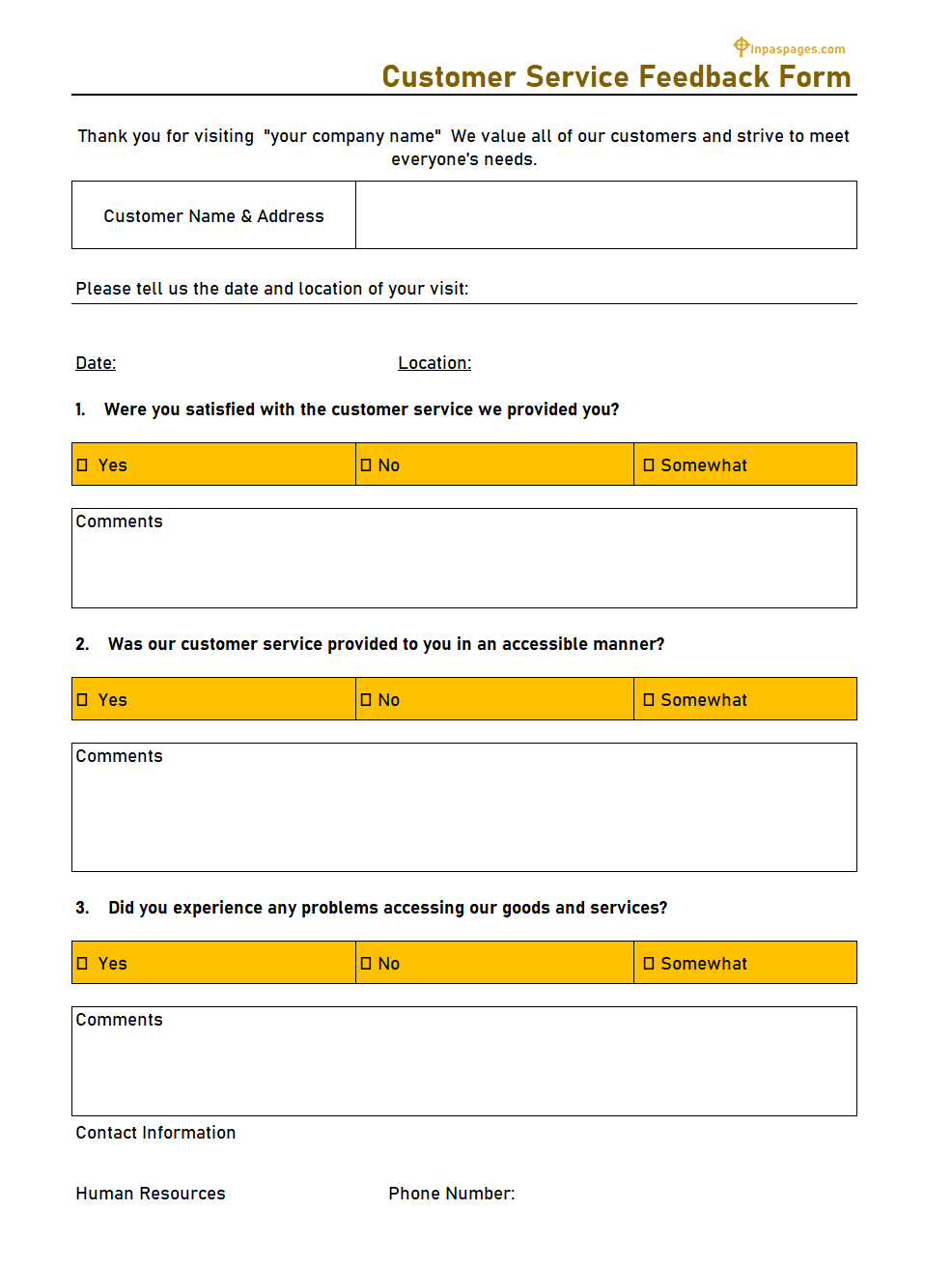 Customer Feedback Form sample, Customer Feedback Form example, Customer Feedback Form pdf format, Customer Feedback Form in excel sheet, Customer Feedback Form word document free download