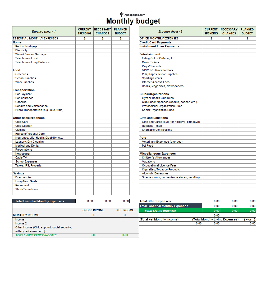 Budget Excel Template Monthly