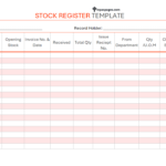Excel Stock Register Worksheet (Sample excel sheet)