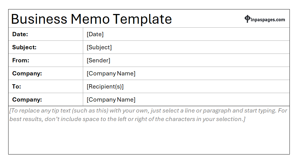 Business Memo format, Business Memo template, Business Memo example