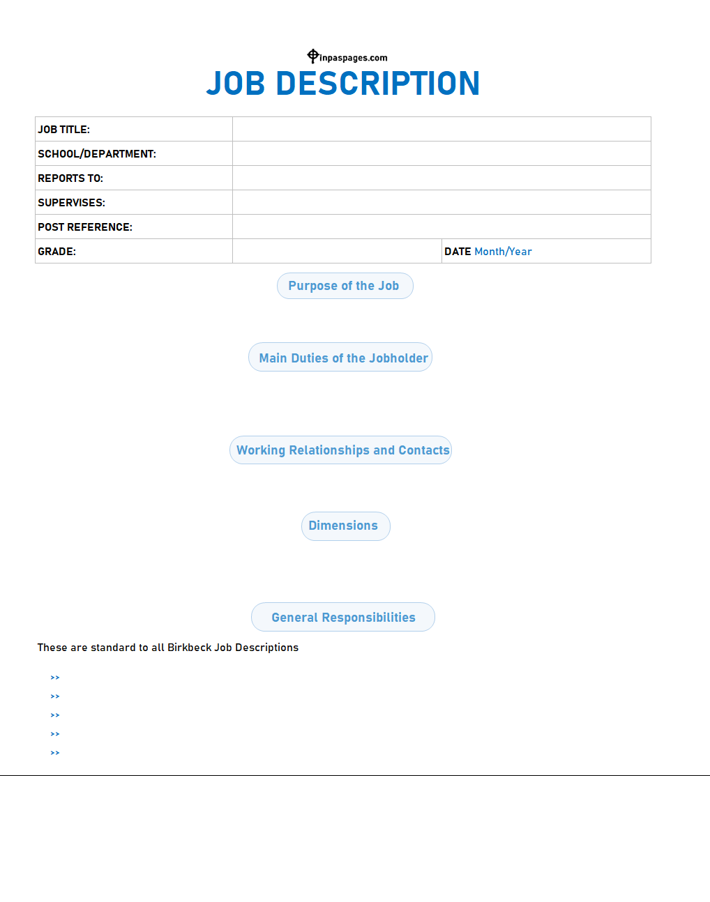 Employee Job description form format, Employee Job description form example, Employee Job description form sample, Employee Job description form pdf, Employee Job description form ppt
