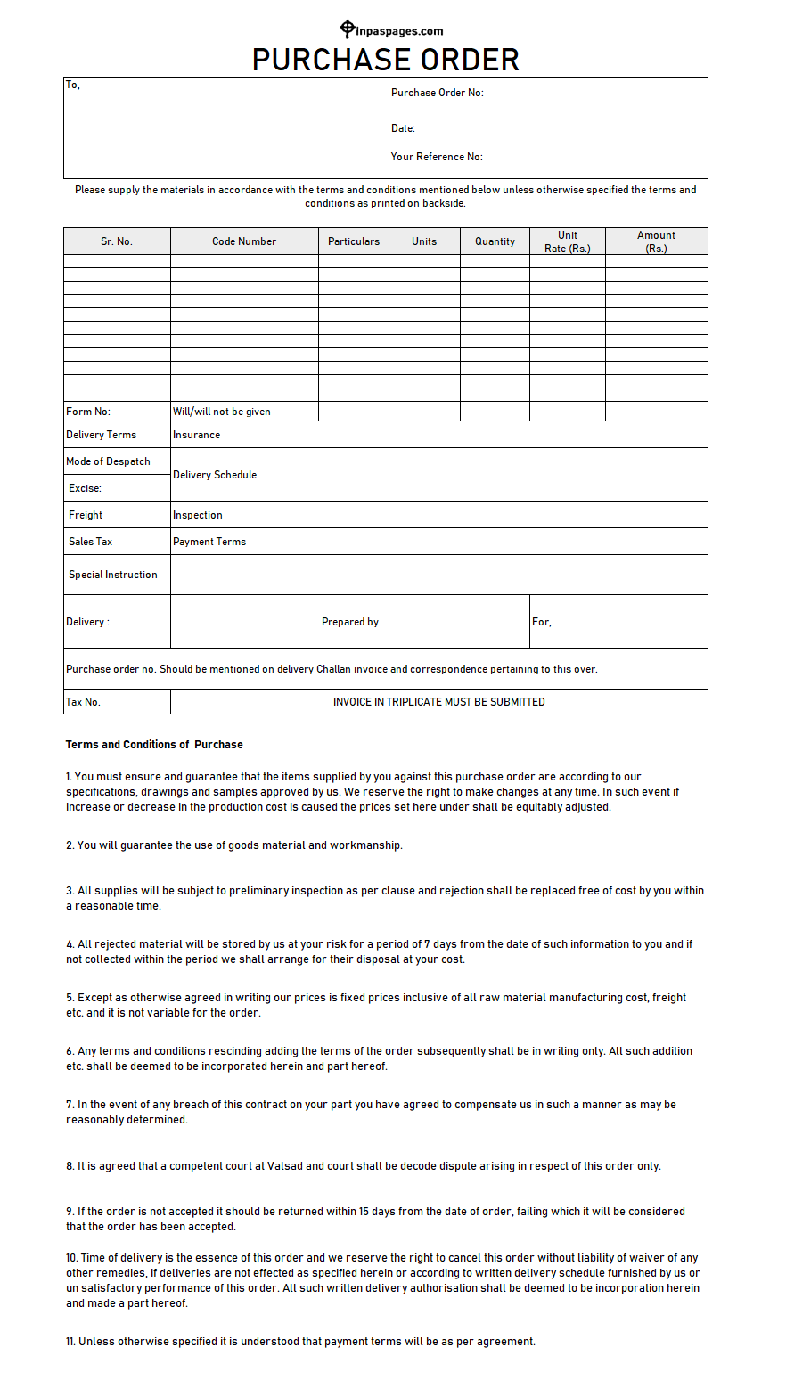 Purchase order format, Purchase order template, Purchase order example, Purchase order sample, Purchase order pdf, Purchase order ppt